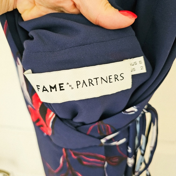 Fame and Partners Size 2 Blue The Anemone Floral Wrap Maxi Dress Reversible - Picture 4 of 6